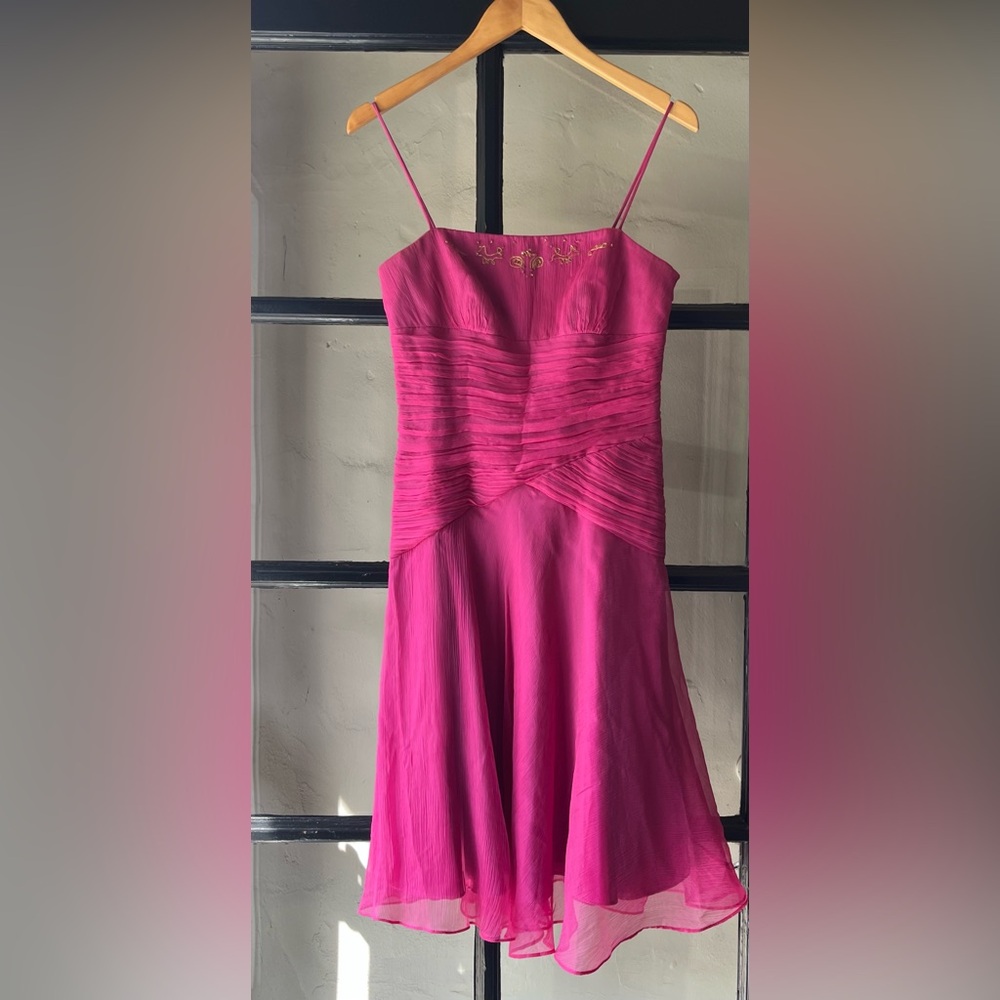 Lovely Fuchsia Laundry By Shelli Segal Silk Chiffon Dress